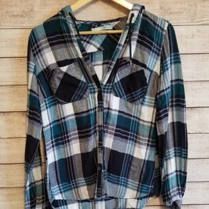 maurices blue plaid shirt